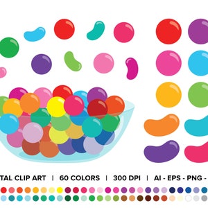 Gumballs & Jelly Beans Candy Bowl-illustraties, PNG, SVG, VECTOR, Candy Clipart, Candy Shop, Food Clipart, Dessert Clipart, Gum Svg, Candy Svg