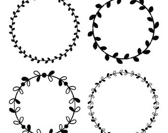 Plant Leaf Wreath Clip Art Set, PNG ONLY, Plant Garland, Floral Frame, Leaf Frame, Plant Wreath, Round Plant Frame, Circle Plant Frame