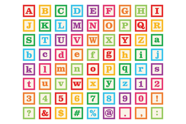 Alphabet Blocks Clip Art Set, PNG, SVG, VECTOR, Preschool Clipart, Educational Clipart, Letter Clipart, Block Clipart, Letter Block Clipart image 1