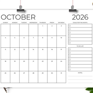 SALE 2026 8.5 X 11 Inch Calendar Monthly Planner | INSTANT DOWNLOAD ...