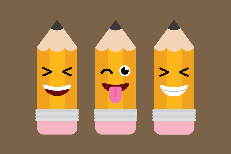 Puede incluir: Tres l&aacute;pices amarillos con diferentes expresiones faciales. El l&aacute;piz de la izquierda est&aacute; gui&ntilde;ando un ojo y sonriendo. El l&aacute;piz del medio est&aacute; sacando la lengua y gui&ntilde;ando un ojo. El l&aacute;piz de la derecha est&aacute; sonriendo con los ojos cerrados.