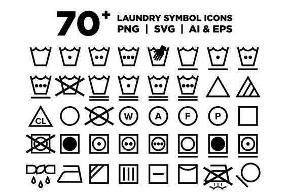 Conjunto de iconos de símbolos de cuidado de la ropa / PNG SVG - Etsy España