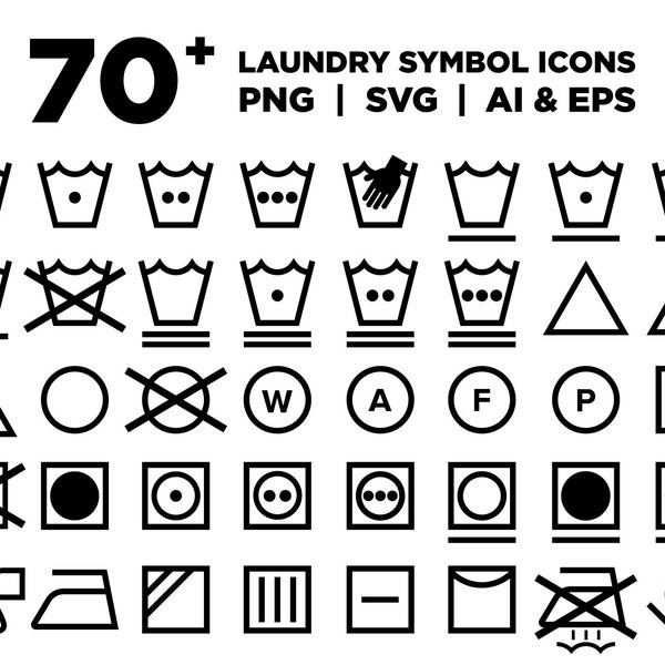 Laundry Care Symbol Icon Set, PNG, SVG, VECTOR, Laundry Symbols Svg, Laundry Symbols Clip Art, Laundry Care Symbol Clipart, Laundry Label
