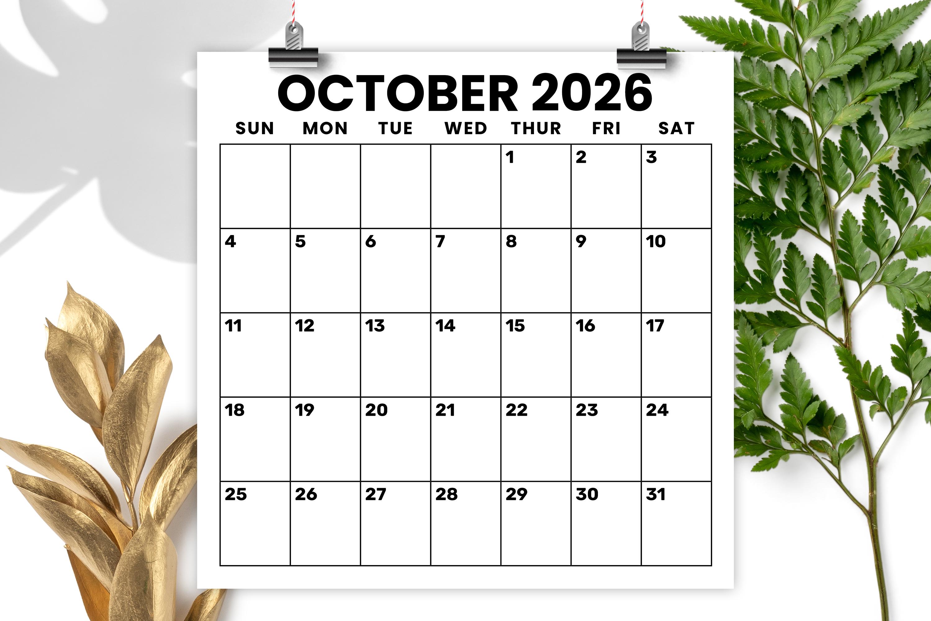 SALE 2026 Square 12 X 12 Inch Large Number Calendar Template | INSTANT ...