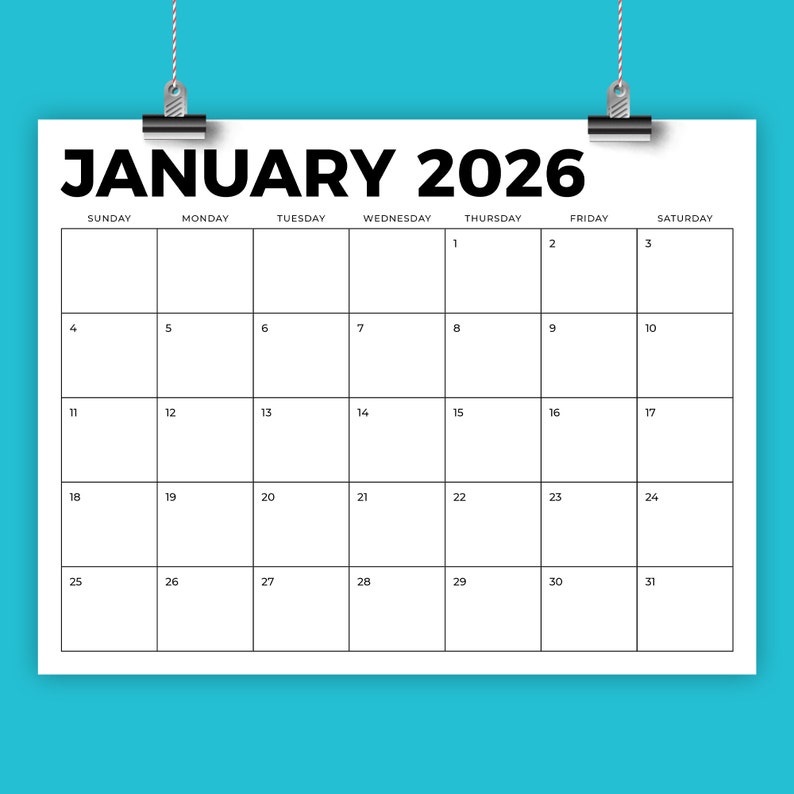 SALE 2026 8.5 X 11 Inch Calendar Template | INSTANT DOWNLOAD | Modern ...