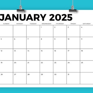 2025 8.5 x 11 Inch Calendar Template INSTANT DOWNLOAD Modern Bold Sans Serif Type Monthly Printable Desk Wall Calender Print Ready image 7