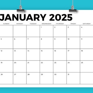 2025 8.5 X 11 Inch Calendar Template | INSTANT DOWNLOAD | Modern Bold ...