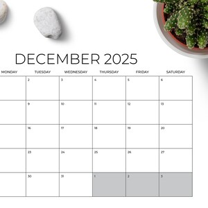 2025 11 x 17 Inch Calendar Template INSTANT DOWNLOAD Thin Sans Serif Type Monthly Printable Minimal Desk or Wall Calender Print Ready image 5