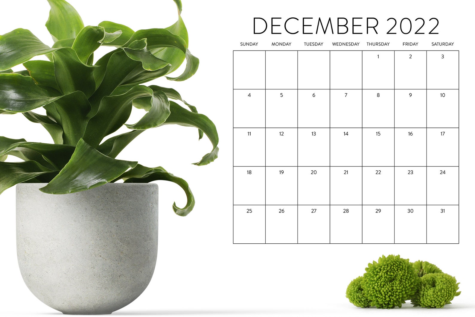 2022 Square Calendar Template Instant Download Modern Etsy