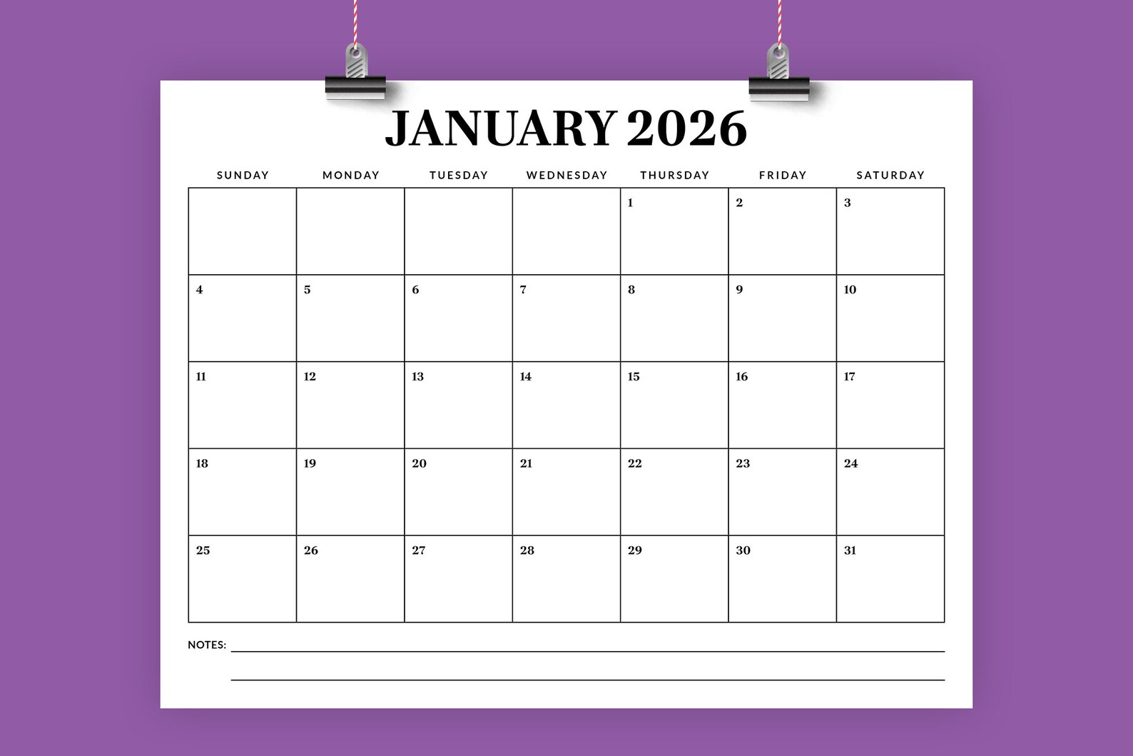 SALE 2026 8.5 X 11 Inch Calendar Template | INSTANT DOWNLOAD | Modern ...
