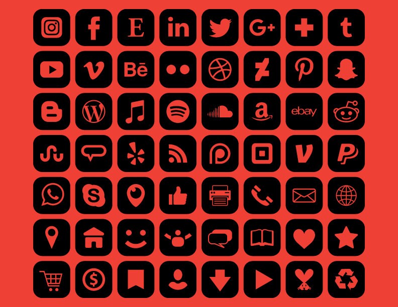 Square Social Media Icons Set PNG SVG VECTOR Transparent | Etsy UK