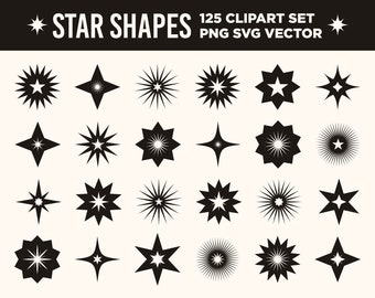 Star Shape Clip Art Collection, PNG, SVG, VECTOR, Star Symbol, Star Set, Star Outline, Outer Space, Mystical, Military, Award, Star Icons