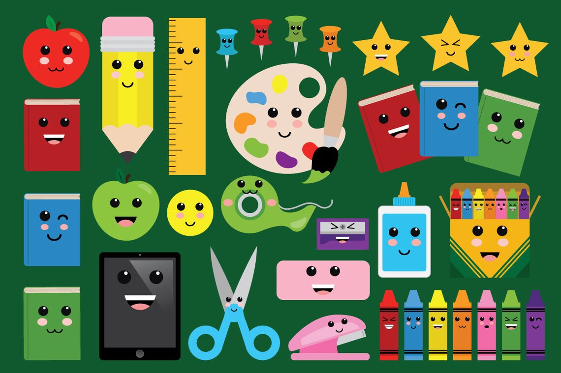 Cute Classroom Clip Art Set PNG SVG VECTOR Back to School Etsy Canada