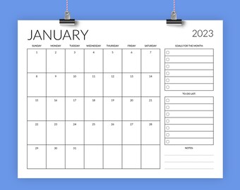 Calendrier 2023 201 Sale 8.5 X 11 Inch 2022 Calendar Monthly Planner Instant | Etsy
