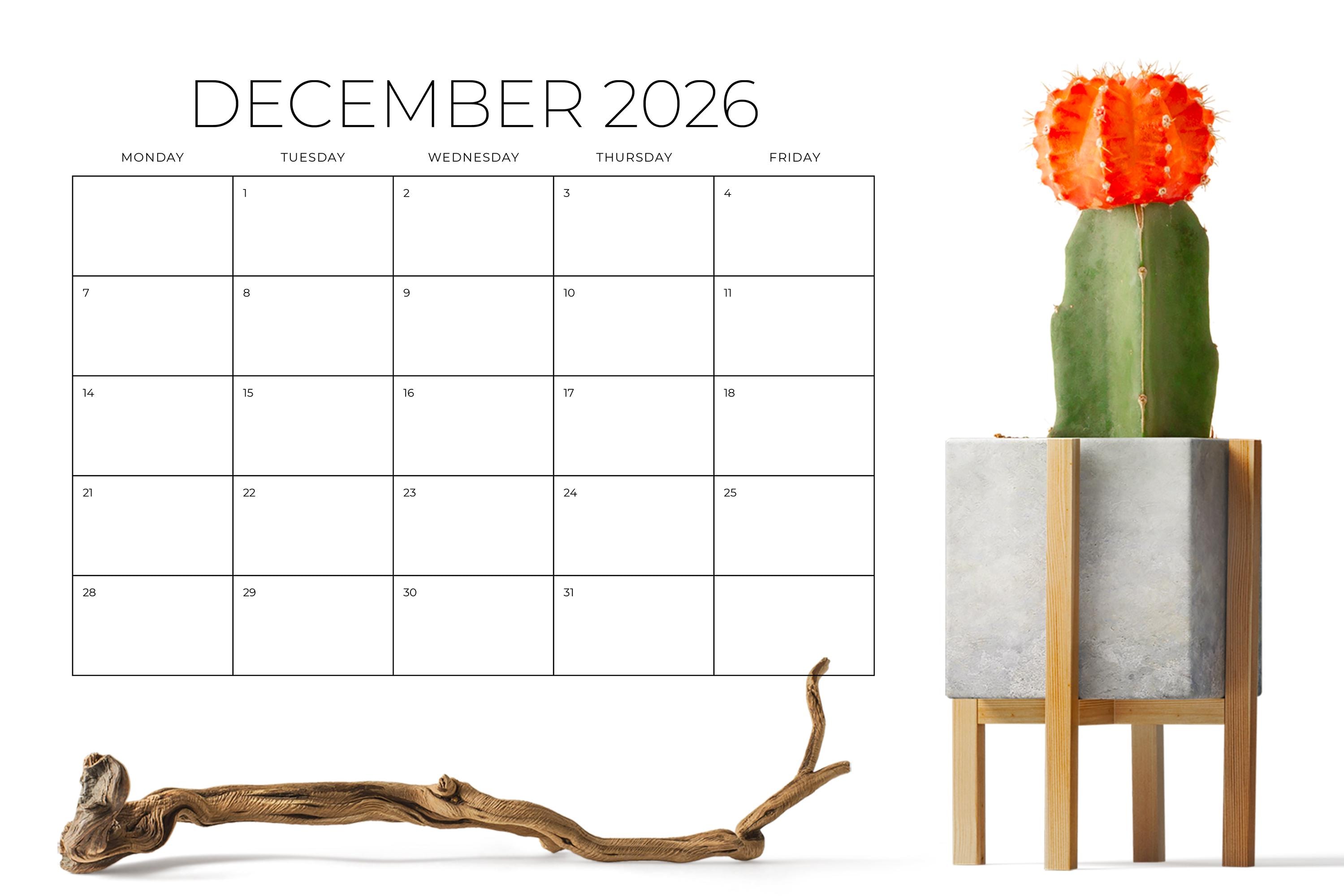 SALE 2026 8.5 X 11 Inch Monday to Friday Calendar Template | INSTANT ...