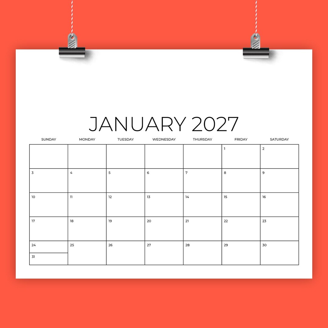 2027 8.5 X 11 Inch Calendar Template | INSTANT DOWNLOAD | Modern DIY ...