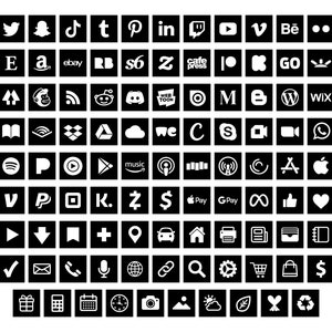 Black Square Social Media Icons Set PNG SVG VECTOR Social - Etsy