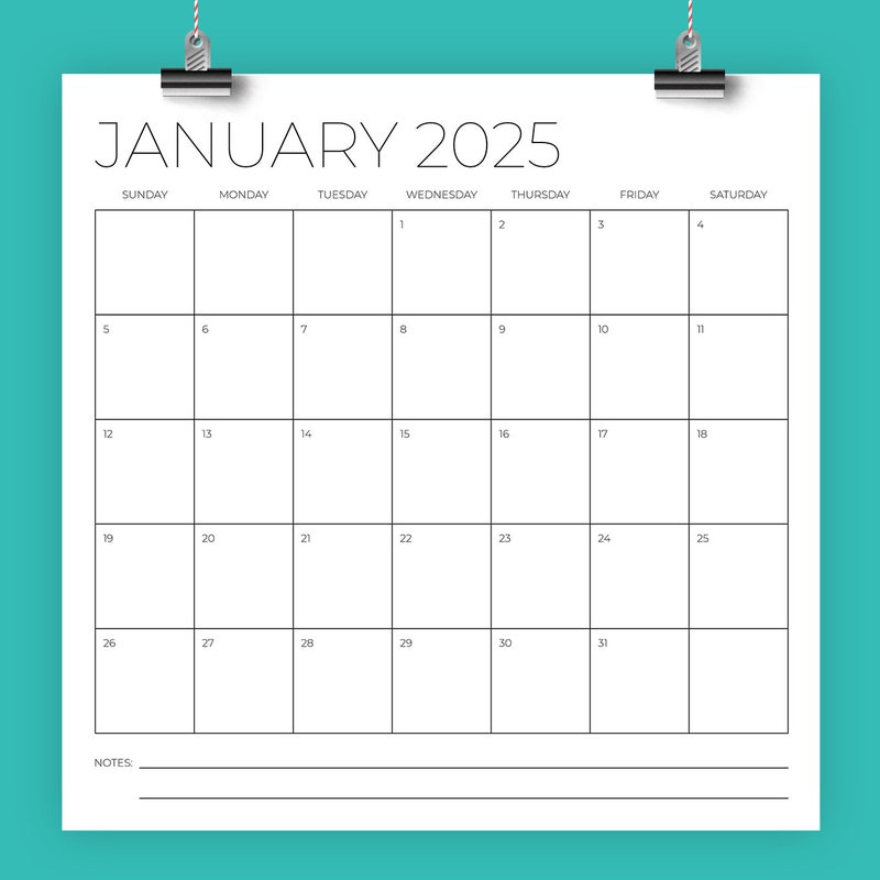 Square Calendar Design 2025 Etsy Calendar 2025 Picture