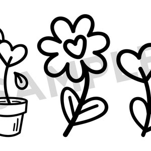 Cartoon Doodle Heart Clip Art Set, PNG, SVG, VECTOR, Hand Drawn Hearts, Cute Heart Clipart, Cartoon Heart Clipart, Heart Svg, Flower Heart image 3
