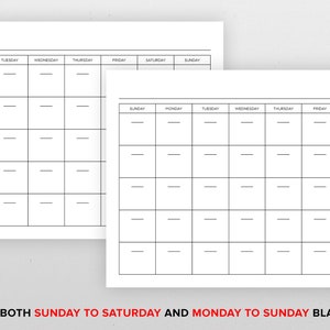 8.5x11 Inch Blank Calendar, 8.5