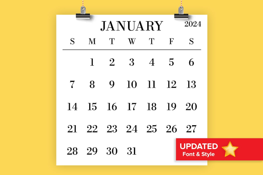 2025 Large Number Square Calendar INSTANT DOWNLOAD Simple Monthly