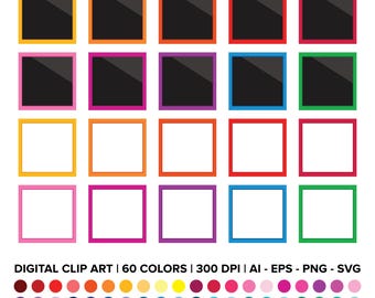 Conjunto de imágenes prediseñadas de película instantánea cuadrada, PNG, SVG, vector, marco de borde delgado, imágenes prediseñadas de marco de foto, imágenes prediseñadas de marco de película, borde de foto