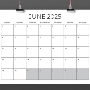 2025 8.5 X 11 Inch Calendar Template INSTANT DOWNLOAD Modern Thin Sans ...