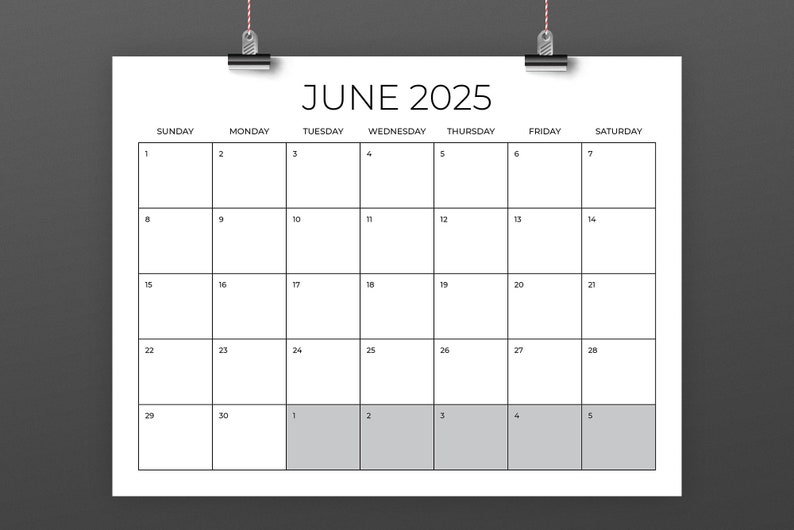 2025 8.5 X 11 Inch Calendar Template INSTANT DOWNLOAD Etsy