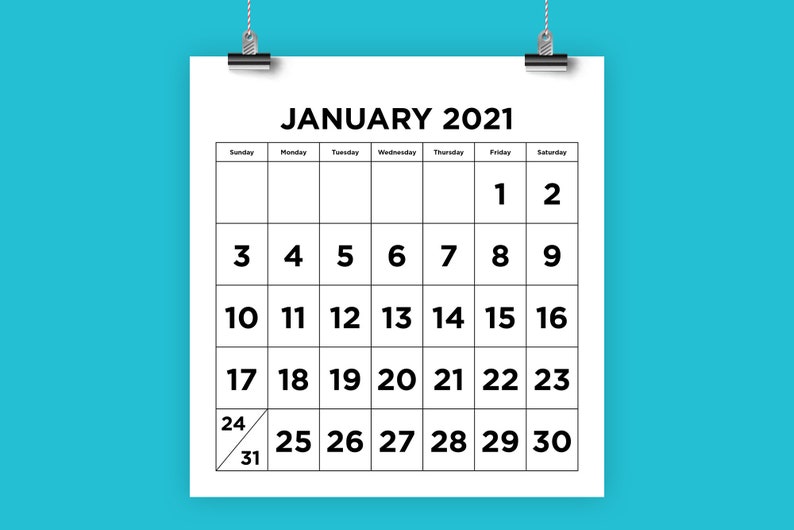 8.5 x 11 & 8.5 x 8 Inch 2021 Calendar Template INSTANT | Etsy