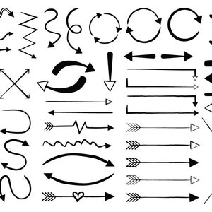 Pijlen en pijlen Clip Art Set, PNG, SVG, VECTOR, zwarte pijlen, witte pijlen, aanwijzer, richtingsymbool, gebogen pijl, cirkelpijl
