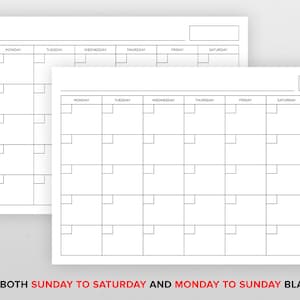 11x17 Inch Blank Calendar, 11