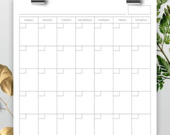 Calendario en blanco cuadrado de 12x12 pulgadas, Calendario imprimible de 12" x 12", Plantilla de calendario, Calendario reutilizable, Calendario perpetuo, Calendario PDF