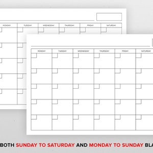 11x17 Inch Blank Calendar, 11