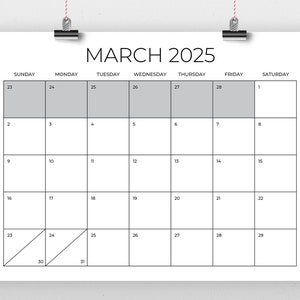 2025 8.5 X 11 Inch Calendar Template INSTANT DOWNLOAD Modern Thin Sans ...