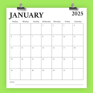 SALE 2025 Square 12x12 Calendar Template | INSTANT DOWNLOAD | Bold Serif Type Large Monthly Printable Minimal Desk Calender Prints 12 x 12