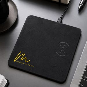 Custom Leather Charging Mat, Custom Leather Charging Station, Custom Wireless Charger Pad ,Fathers Day Gift, Office Gift, Gift For Dad,