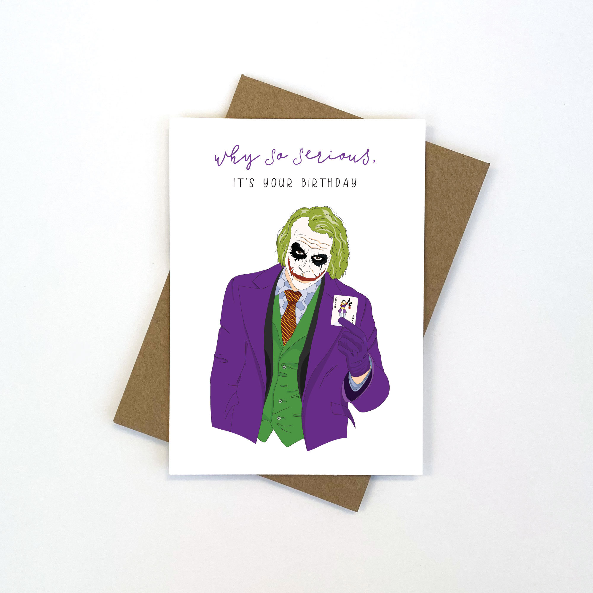 Joker Birthday Card Australian Made Blank Inside Envelope Included