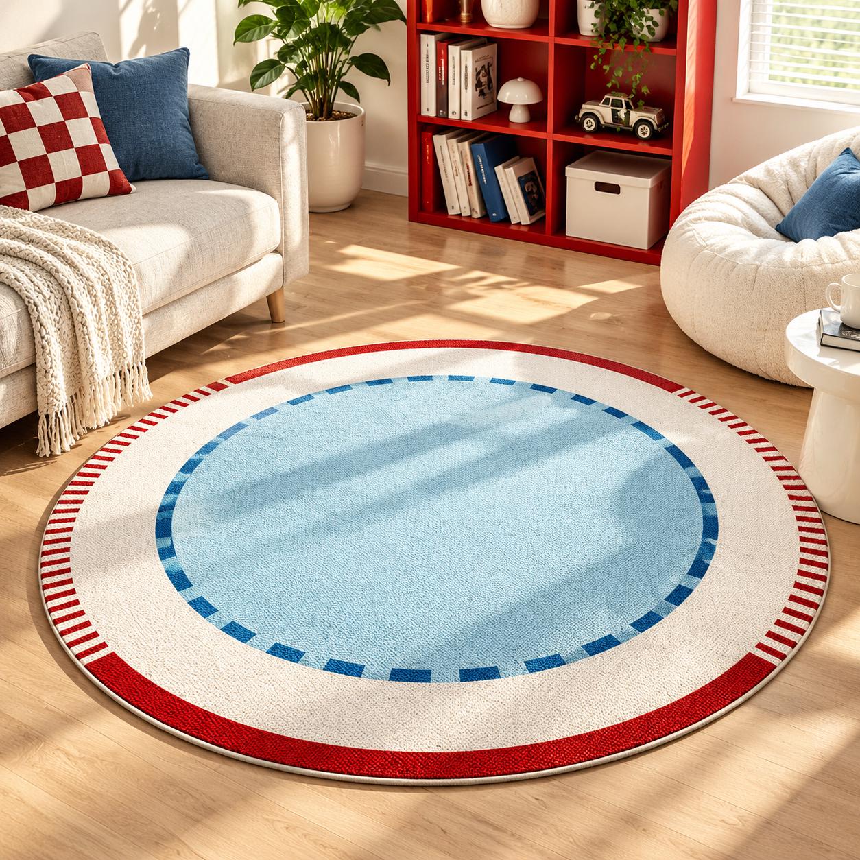 Light Blue Circle Rug - Etsy