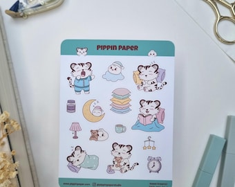 Tiger Dumpling Sweet Dreams Planner Matte Vinyl Sticker Sheet | Pastel Matte Kawaii | Bujo Hobonichi Journaling