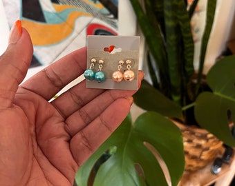 Turquoise, Rose Gold and Peach Earrings