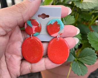 Orange Turquoise and White Clay drop Earrings - Arizona Vacation