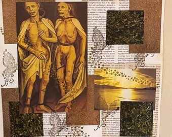 Vintage Page Gold Collage Art