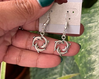 Silver Dolphin Drop Earrings