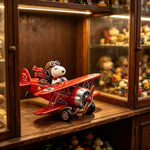 キャラクターグッズ Snoopy Flying Ace ブリキ製 飛行機 フィギュア