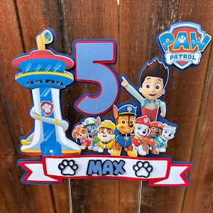 Personalized Puppy Cake Topper – Custom Name & Age, Fast Shipping, Dog Birthday Party Decoration