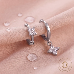 925 Sterling Silver Ear Stack Set Gold Huggie Hoops Clover Earring Minimalist Cartilage Piercing Ear Cuff No Piercing Gift for Her