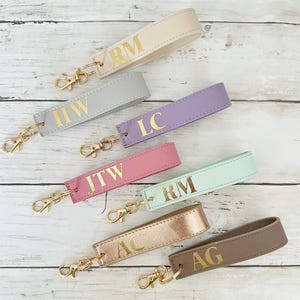 Personalised Keyring, Faux Leather Wristlet, Initial Keyring, Christmas Gift, Birthday Gift, New Home Gift