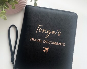 Personalised Faux Leather Travel Wallet: Family Airport Organiser