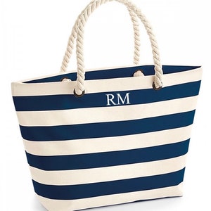 Large Canvas Beach Bag, Blue - THE NAUTICAL COMPANY UK