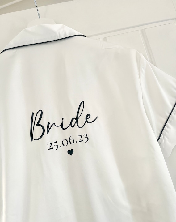 Bridal Pyjamas Short White Satin Pyjamas Wedding Pyjamas Bride Pyjamas Bride to Be Pjs Personalised Bride Pyjamas Etsy UK